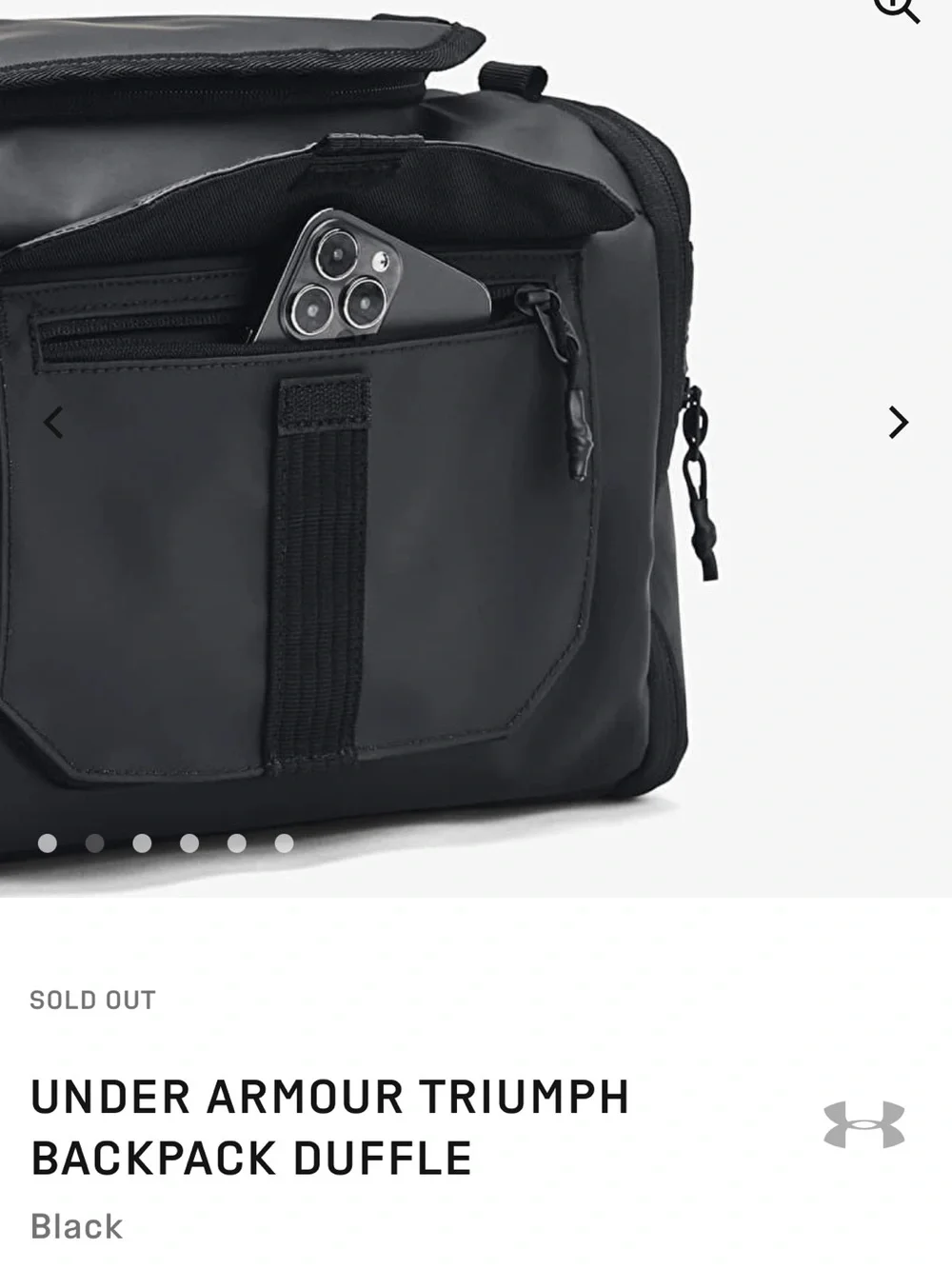 Under Armour Black Duffel Bag with Shoulder Strap